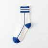 Female Spring and Autumn Tide Letter Blue Coarse Grain Long Tube Cotton Socks