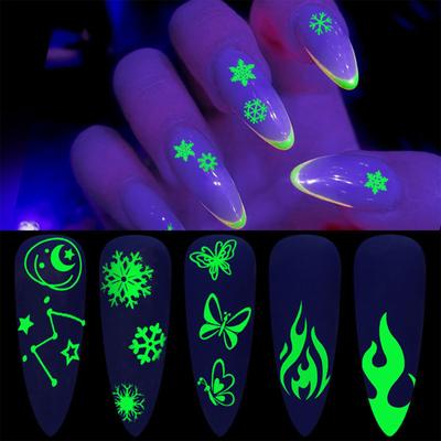 Halloween Luminous  Stickers,Self-Adhesive Nail Sticker Glow In The Dark