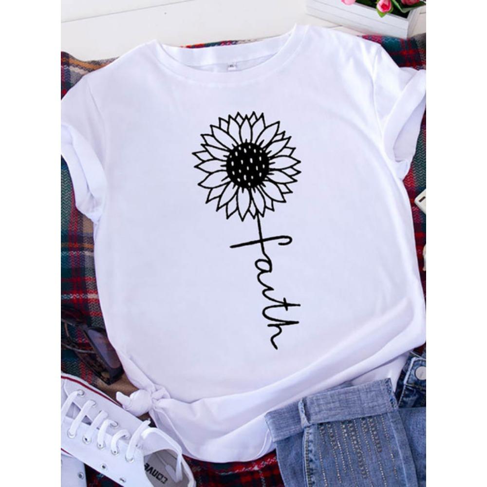 Plus Size Brave Soul L American Retro Letters Love White T-shirt Women Short Sleeve Round Neck Casual Top Summer Aesthetics Tops