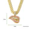 European & American Hip Hop Colored Diamond Biting Lips Pendant Necklace - Creative Cuban Chain Collection