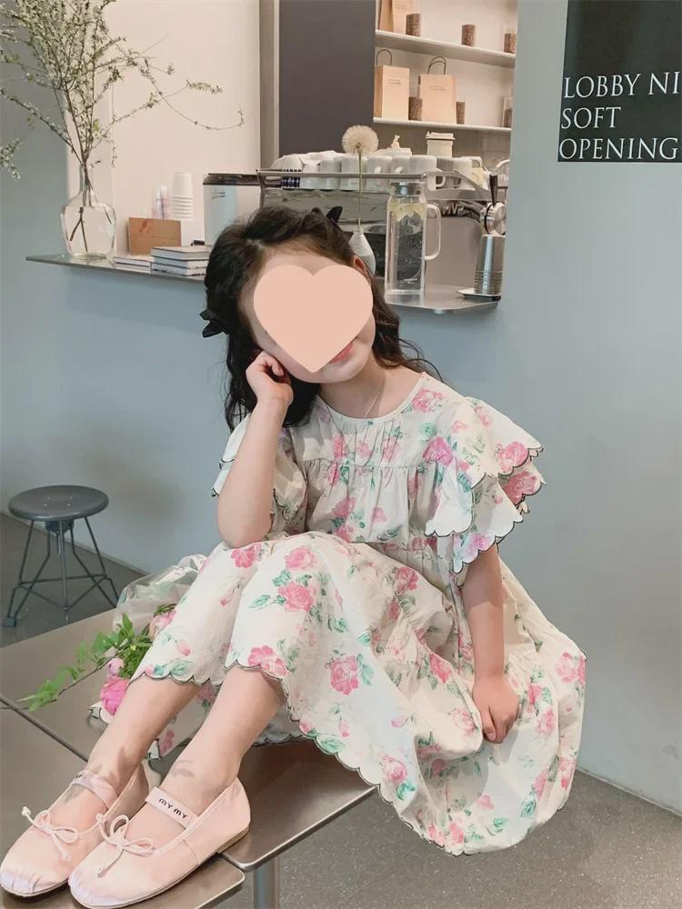 Rochie coreeană de prințesă cu imprimeu floral dulce pentru fete - Stil de vară 2024