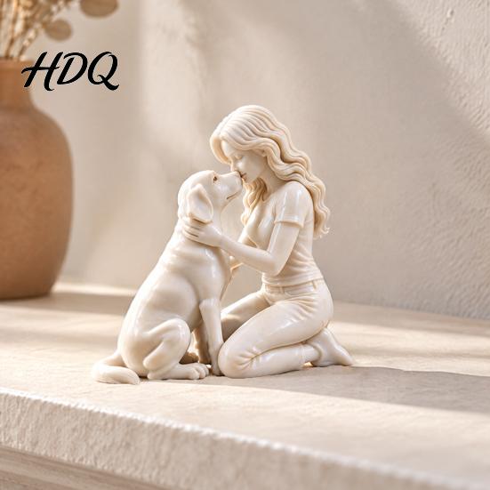 Gift for Dog Owners Woman And Figurine 3D Printed Pet Memorial Statue Personalized Statue Mom Desk Decor Sculpture Living Room Bedroom Desktop