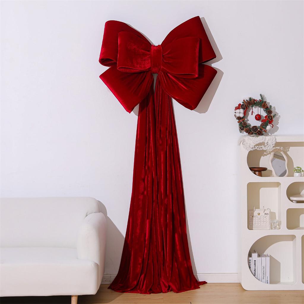 Christmas Decoration Velvet Bow Pendant, Large Christmas Tree Bow, Christmas Scene Atmosphere Decoration Display Mall Hanging Ornament