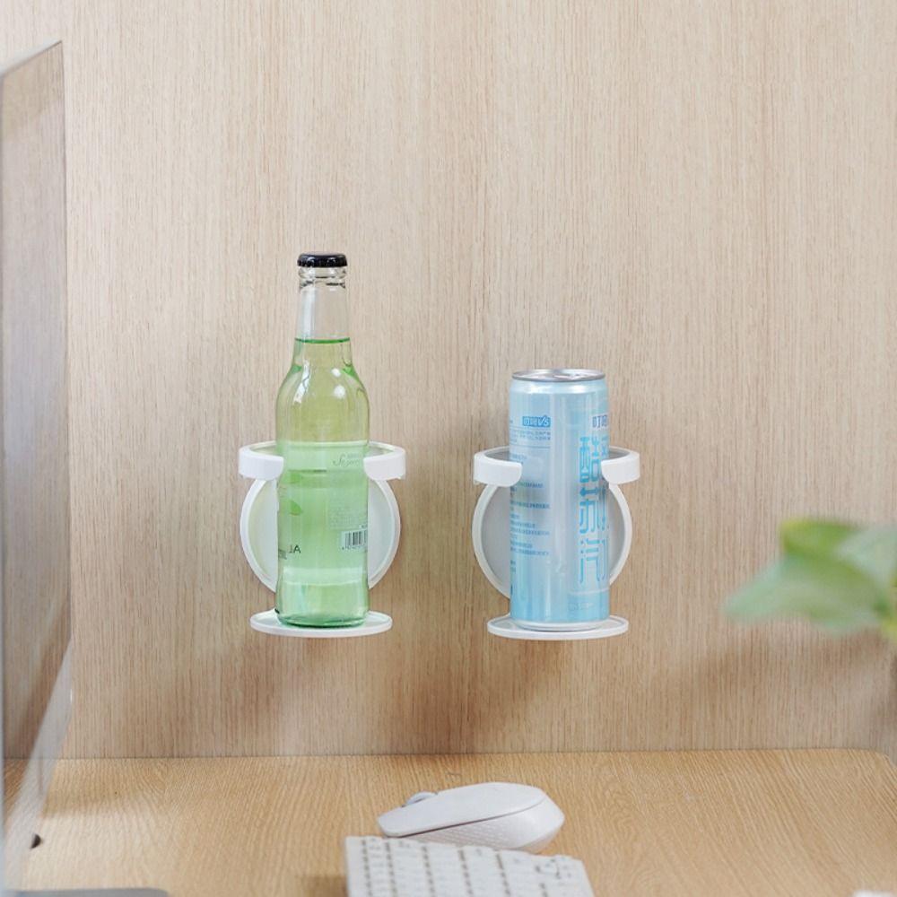 Durable Wall-Mounted Round Cup Holder Self-Adhesive Space-Saving Drink Holder Multipurpose Foldable Wall Bottle Rack