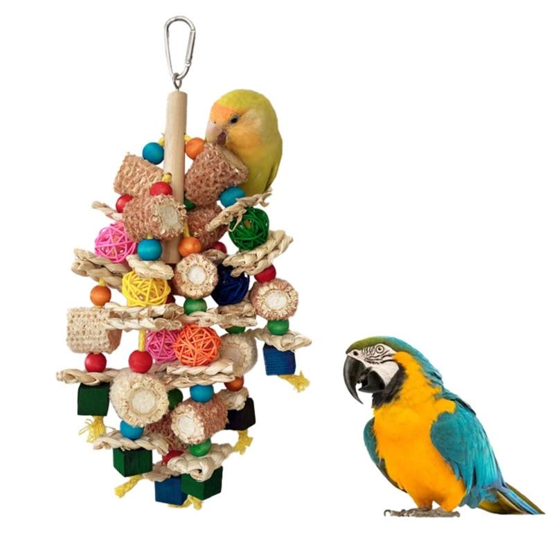 Bird Toy Parrots Chewing Toy Birdcage Block Tearing BiteToy Small Medium Birds Cage Wooden Puzzle for Lovebirds Conures