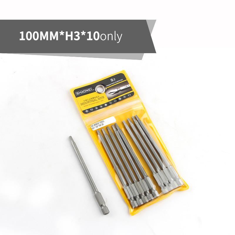 100mm S2 Hexagon Screwdriver Bit Set Magnetic Electric Bit Hex Wind Bit For Power Tools H2 H3 H4 H5 H6 H8 H10 H12 H14