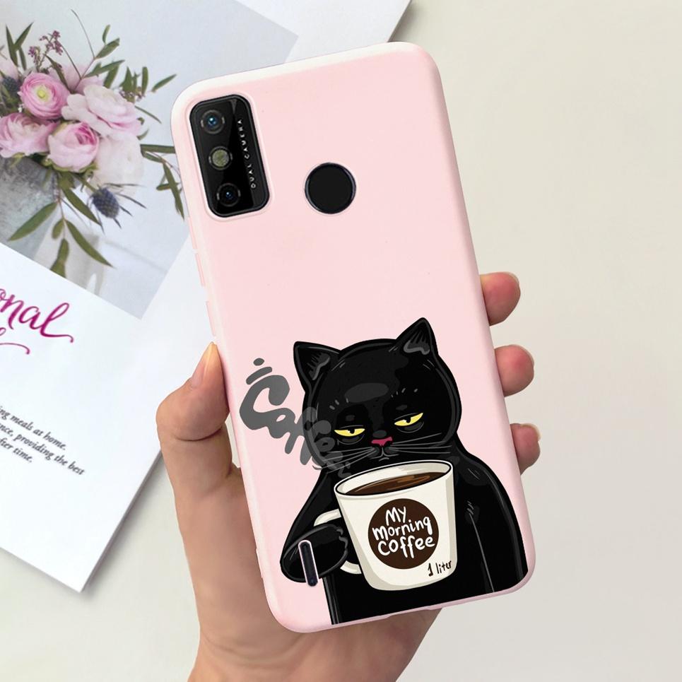 For Tecno Spark 6 Go Case KE5j KE5k Cute Astronaut Cat Night View Cover Liquid Silicone Phone Cases For Spark 6GO Bumper Fundas