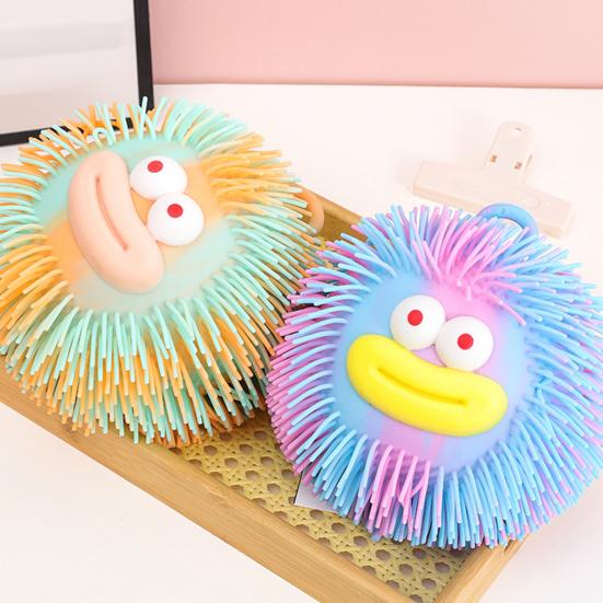 Cartoon Sausage Mouth Stress Ball Anxiety Relief Long Hairs Big Eyes Ball Fidget