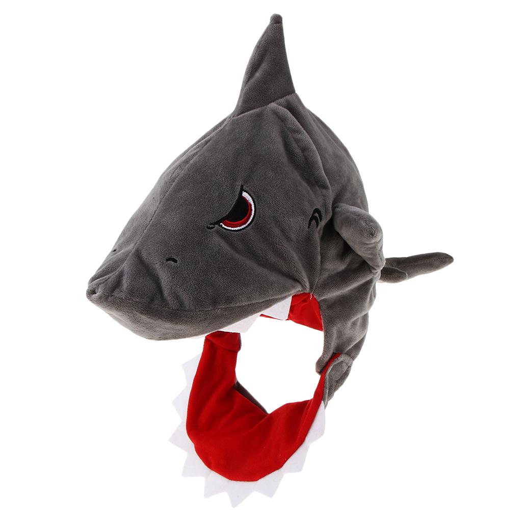 Funny Gray Plush Cartoon Shark Animal Hat Party Festive Costume Photo Props