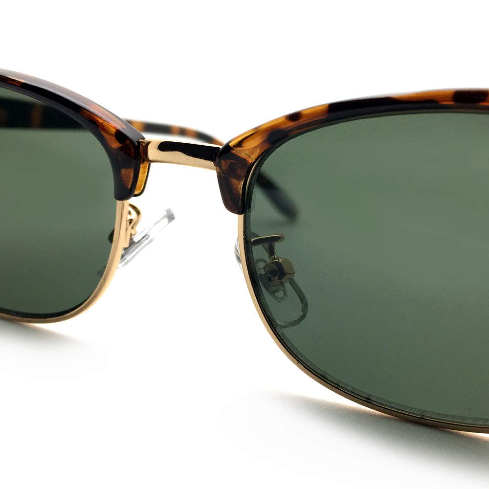 NARROW SIRMONT BROW SUNGLASSES DARK [DESIGN EYEWEAR] (Tortoiseshell/GOLD × GREEN)