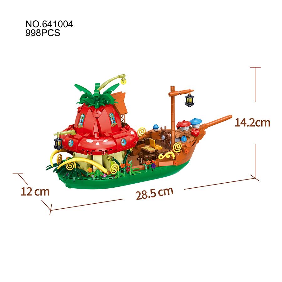

Xmas Gifts Mushroom House Boat Construction Brick Sets Mini Bricks Ship Models Assembly Playthings Designed For Children Creative Decorations No box
