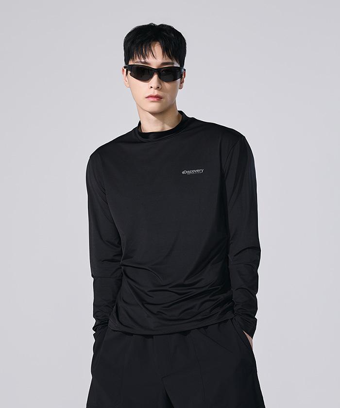 DISCOVERY EXPEDITION Men'S Mock Neck Long Sleeve T-Shirt (Black)