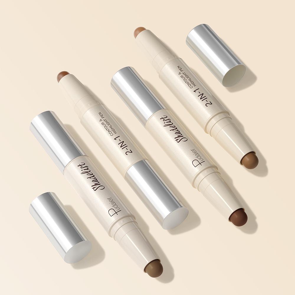 Feuchtigkeitsspendender Seidiger Dreidimensionaler Konturstift Natürlich Matt Zweifarbiger Gesichts-Highlighter Aufheller Nasenschatten Make-up Concealer