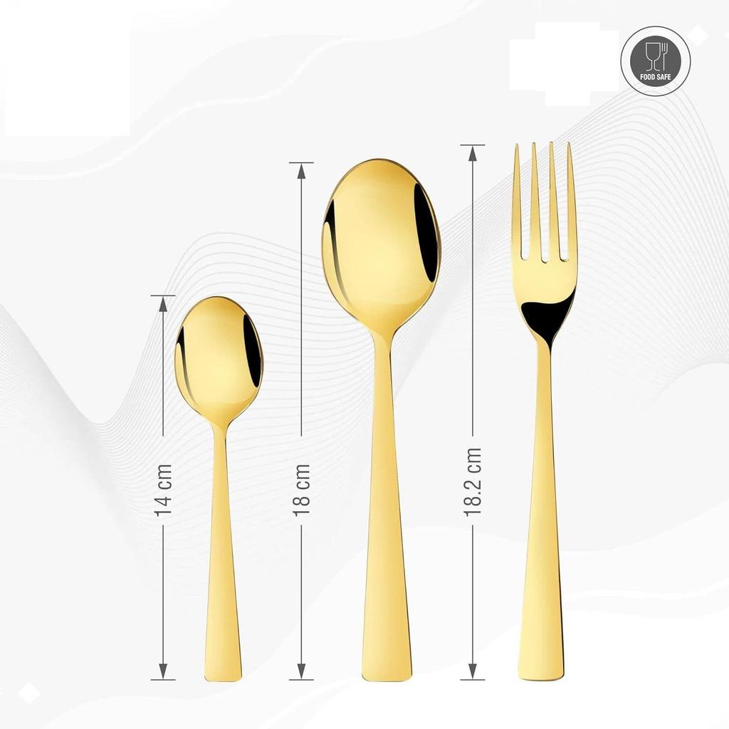 18 Piece Stainless Steel Cutlery Set with Leatherette Box (6 Dinner Spoon, 6 Dinner Fork & 6 Teaspoon)