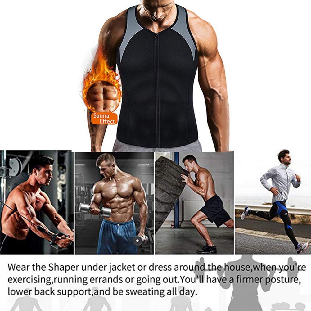 Camiseta sin mangas Sauna Sudoración para Hombre Fitness Pérdida de Peso Entrenador de Cintura Chaleco de Entrenamiento black