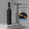 24-Rib Automatic Folding Umbrella: Men's Sun & Rain Protection with High-End Feel In Black