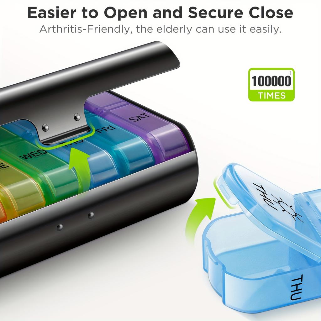 Weekly Pill Organizer 2 Times A Day, Portable Week Twice Pill Holder Container, AM PM Pill Case for Medicine Vitamin Medication Supplement