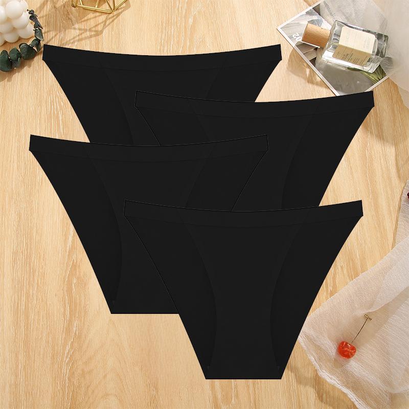 4Pcs/Set Sexy Women Ice Silk Low-waist Panties Female Traceless Briefs Ladies Comfortable Lingerie G-String Underpants