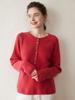 Trustworthy Classic: Women's Round Neck Solid Cashmere Sweater - Soft, Thickened, Single-Breasted Outerwear for Autumn & Winter.