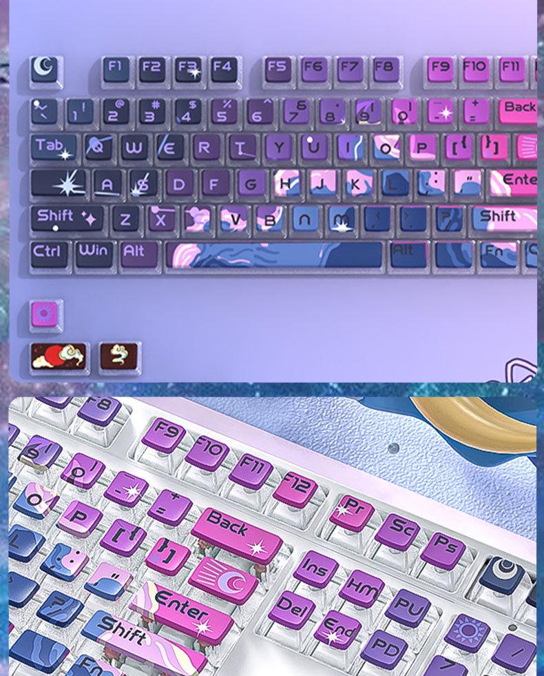 PBT Four-Sided Translucent Dye-Sub Keycaps: Customizable Full Set for Mechanical Keyboards