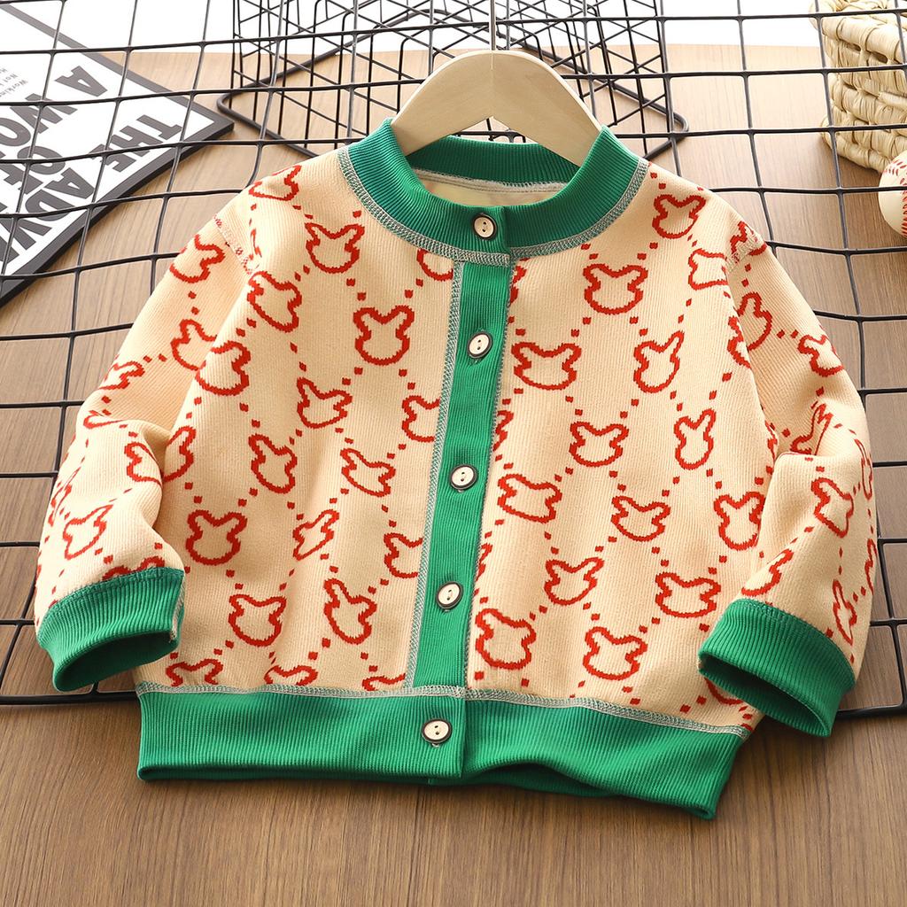 Girls' Sweater Thickened Autumn Winter Fashionable Western Style Children's Knitted Sweater Girls' Top Sweet and Cute
