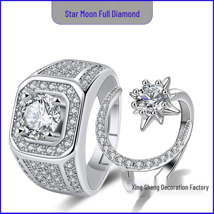 Adjustable Couple Rings: Korean Style White Gold Plated Valentine's Jewelry