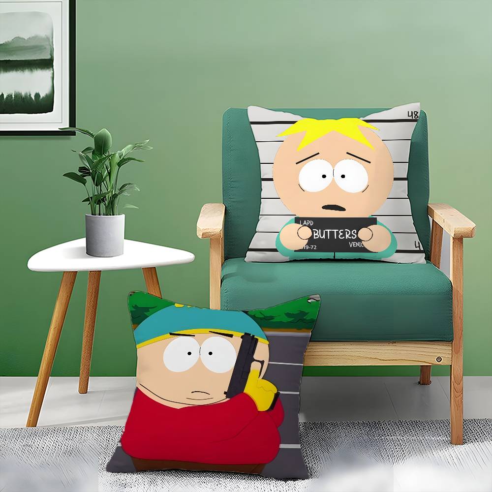 Cartoon Anime Funny South Park-P Pillow Case Anti-dustmite Pillowcase Invisible zipper silky short plush Sofa cushion cover
