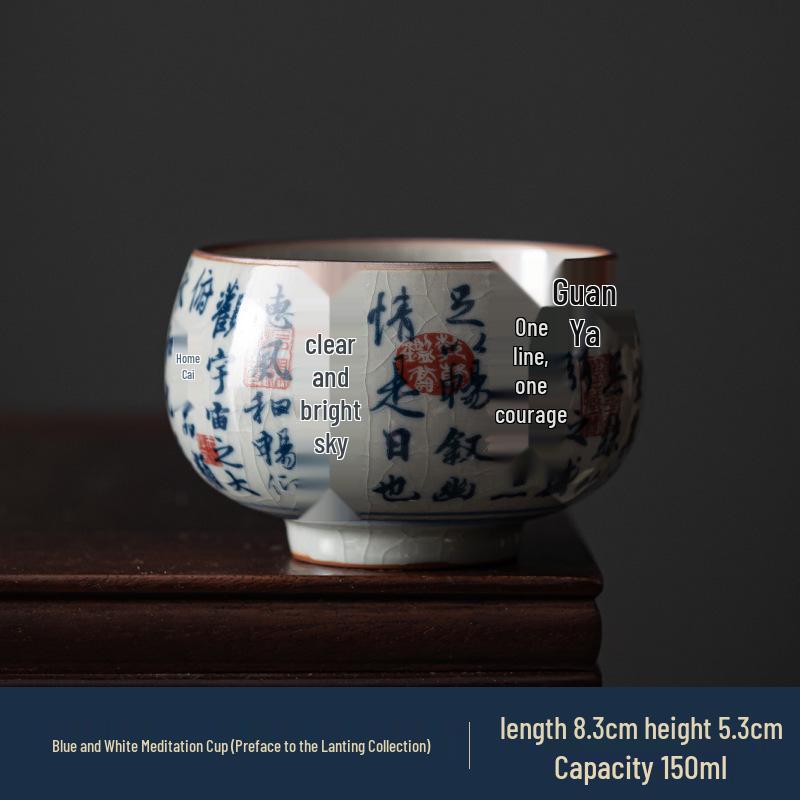 Vintage Blue & White Ceramic Tea Cup – Antique-Style Personal Kung Fu Tea Tasting Cup Gift