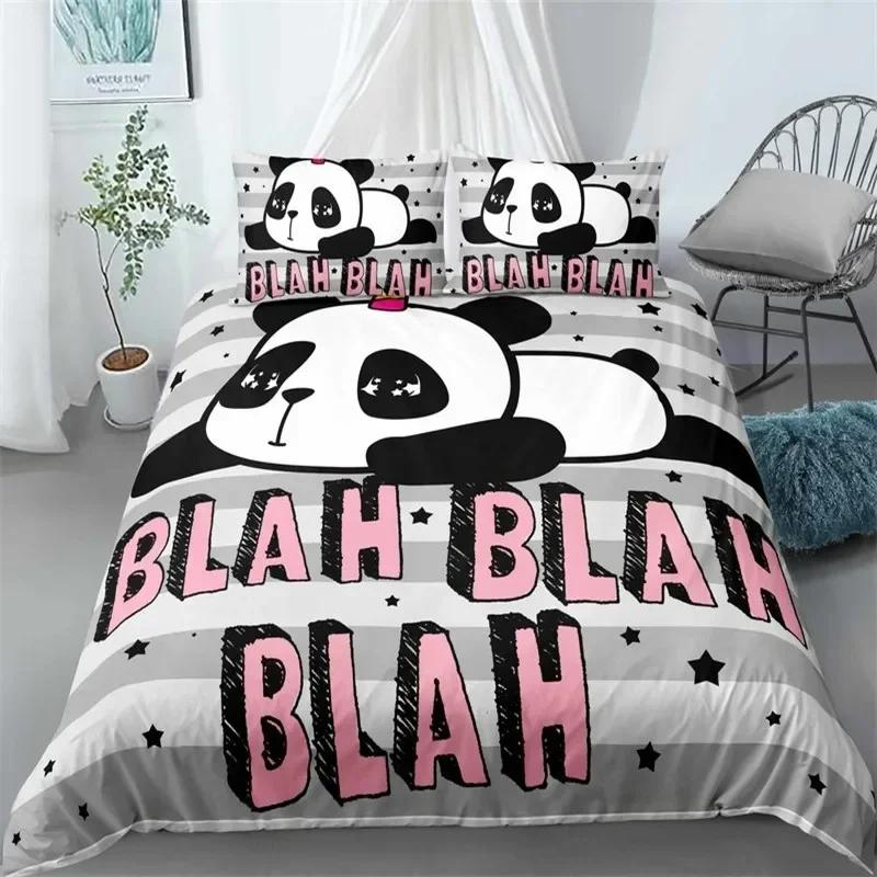 Cute Panda Animal Giant Panda Comfortable Duvet Quilt Cover Pillowcase Bedding Set Children Bedroom Decoration Home Textile