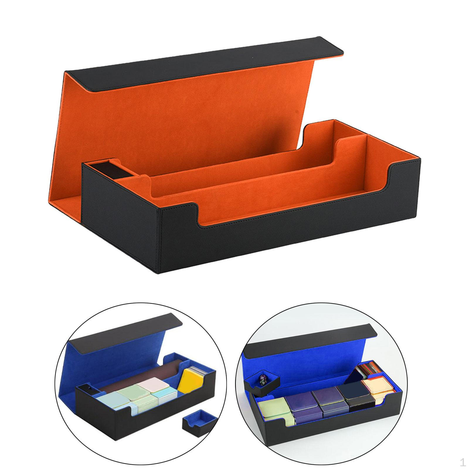 

Коробка для колоды карт, коллекционный коллекционный органайзер из искусственной кожи премиум-класса для игр Black Orange