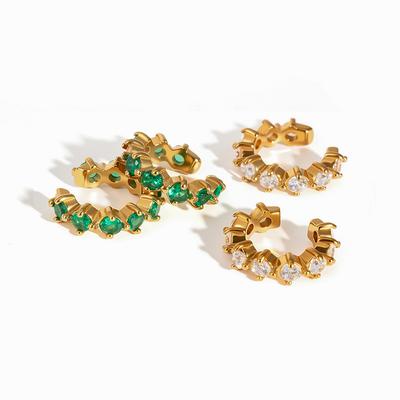  Stainless Steel Geometric Cubic Zirconia Flash Ear Clips For Women Autumn Winter Style Daily Wear Fashion Jewelry