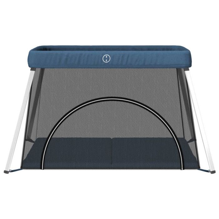 VidaXL Parc pour bébé avec matelas Bleu marine Tissu de lin 10304