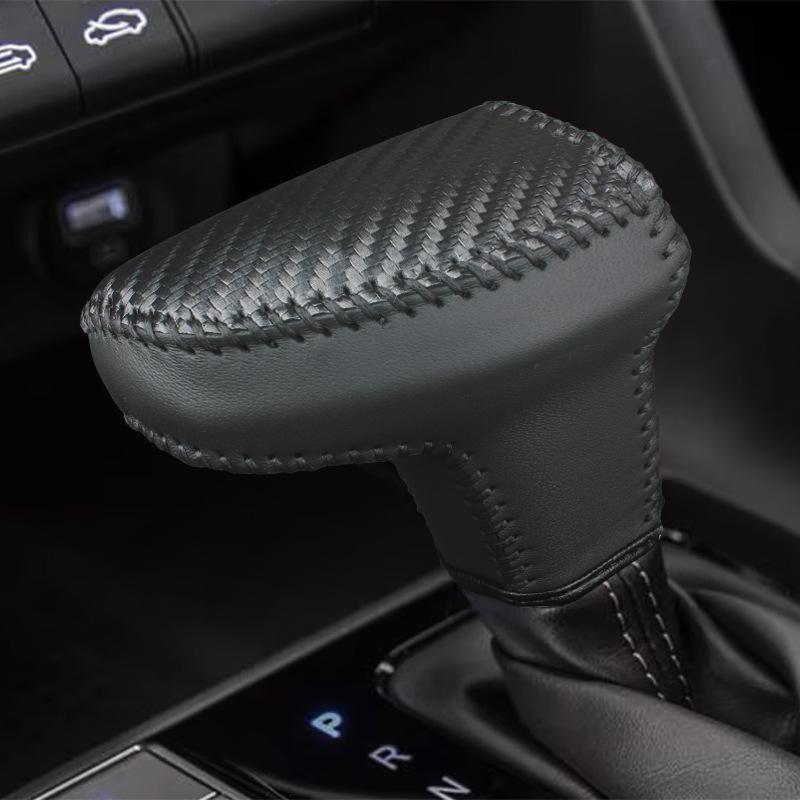 

Чехол на рычаг переключения передач из натуральной кожи для американских Elantra, Santa Cruz и Tucson 2021-2024 годов выпуска Black Leather Black Stitching