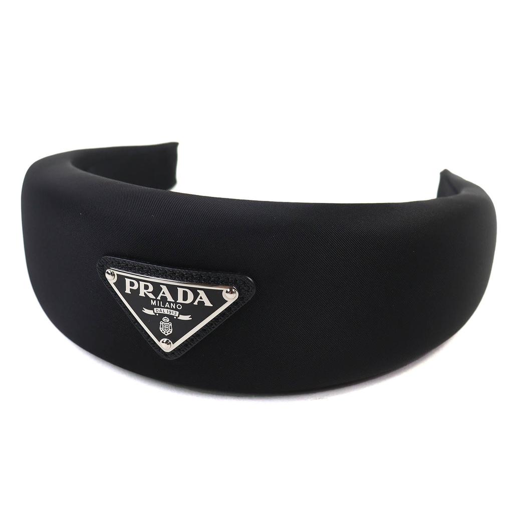 PRADA hair accessory Triangle logo with logo headband headband black 1IH016 Used