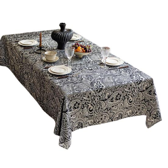Tablecloth Waterproof Oil-Proof French Retro Style Rectangular Dining Table Cover with Tassels Crochet Patterns Home Kitchen Restaurant Decor