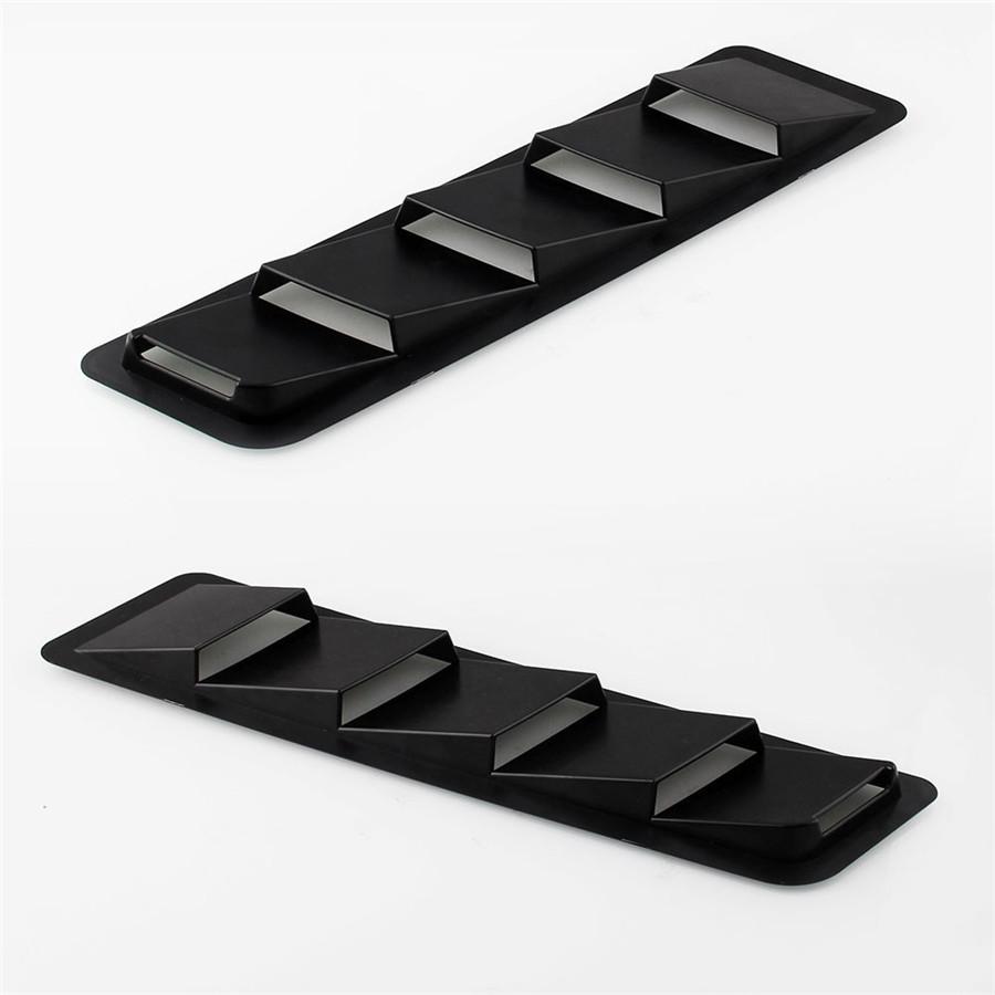 1 Pair 16.7x4.5 Universal Hood Vents Louver Panel Trim Matte Black ABS