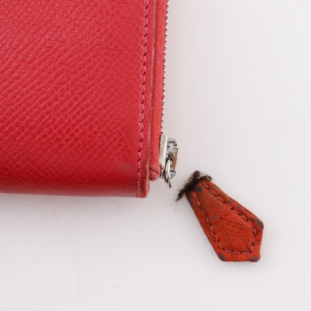 HERMES Azap Silk in Long Purse Red Epsom Women Used