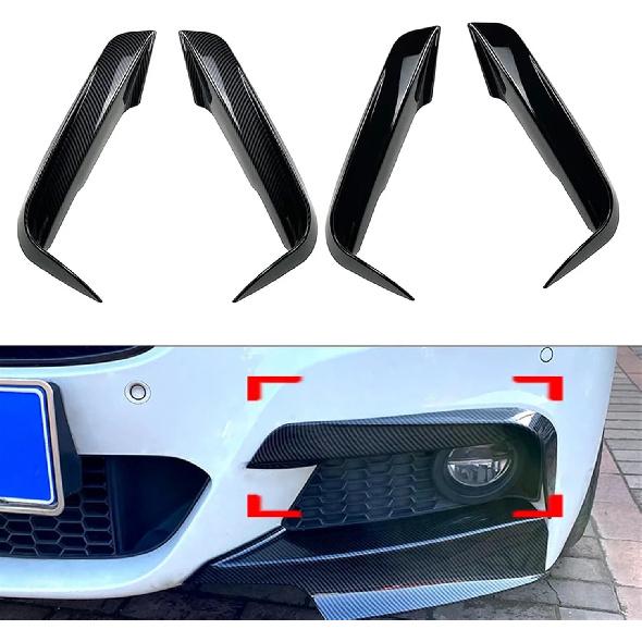 1 Pair Car Front Bumper Fangs Trim Air Vent Lid Cover Decoration Compatible For BMW 3-Series F30 F31 2012 2013 2014 2015 2016 2017 2018(Glossy Black)