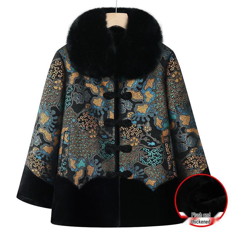 

Бархатная куртка бабушки с хлопковой набивкой для женщин - Зимнее пальто для пожилых дам 5XL: 145-160 lbs