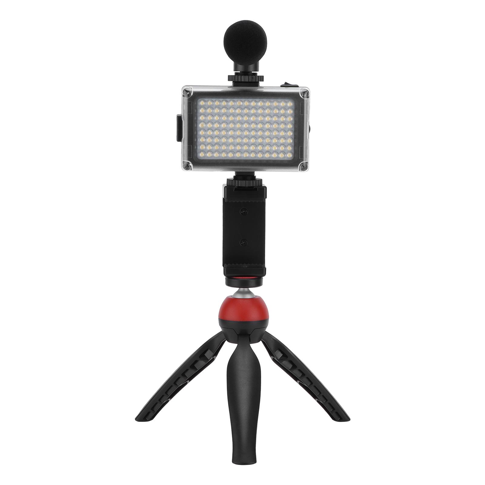 

Портативный комплект для видеосъемки в реальном времени, набор для фотосъемки с мобильного телефона, штатив с заполняющим светом и микрофоном красный