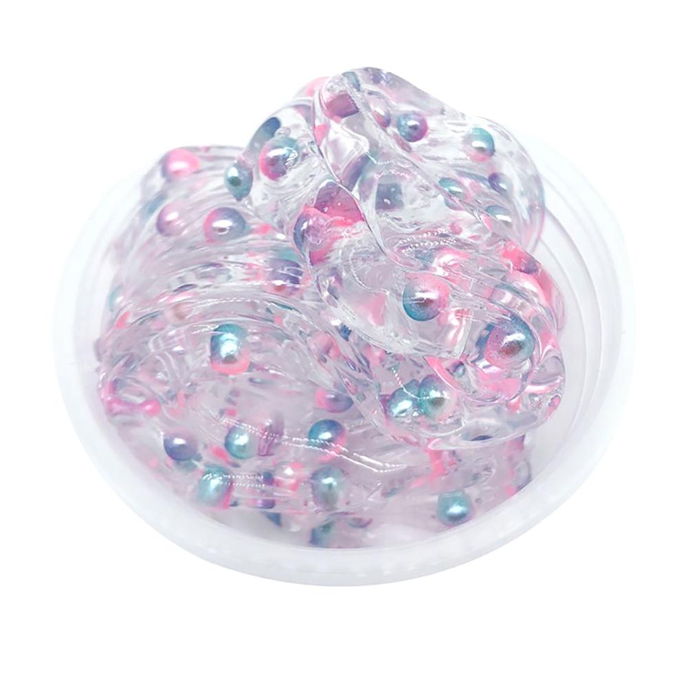 Clear Crystal Slime Multicolor Beads Fluffy Soft Clay Decompression Kids Toy