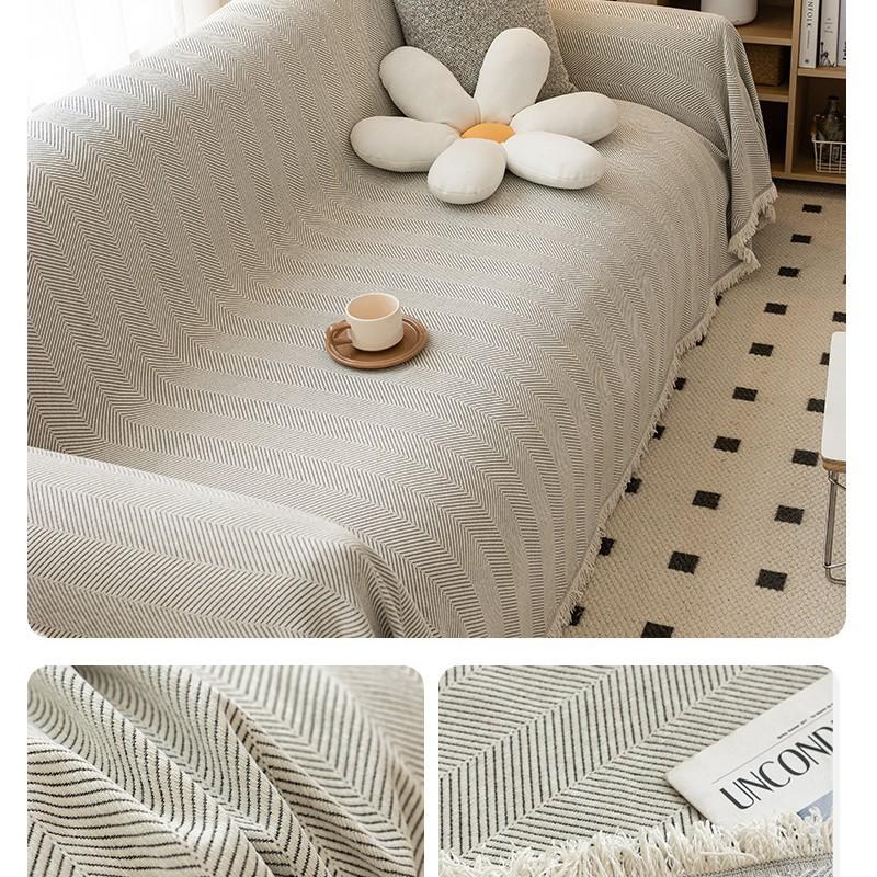 Chenille Sofa Towel Herringbone Pattern Cover Cloth Four Seasons Universal Dustproof Sofa Cushion Full Cover Blanket 130X180cm