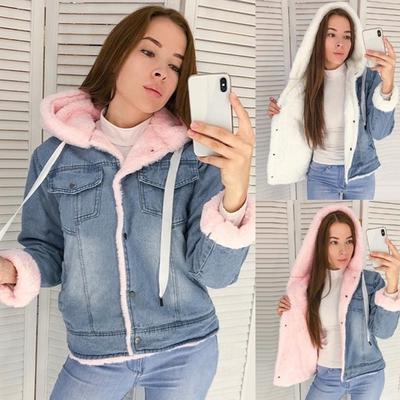 winter denim hooded coat