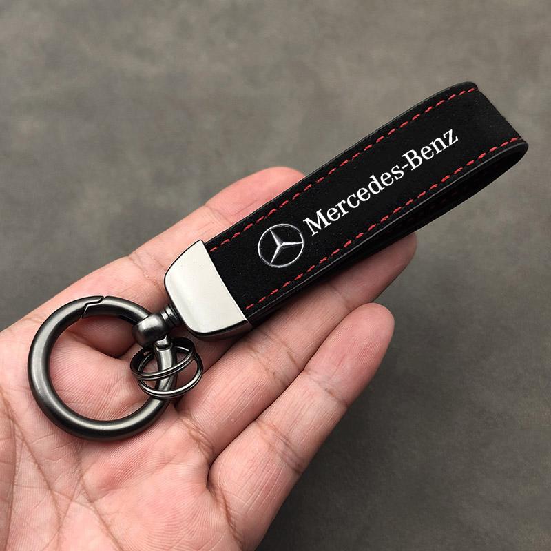 Mercedes-Benz Car Tire Valve Caps With Logo Leather Keychain For Mercedes Benz AMG W203 W206 W220 W205 W211 W212 W201 W168 W169 QQ8