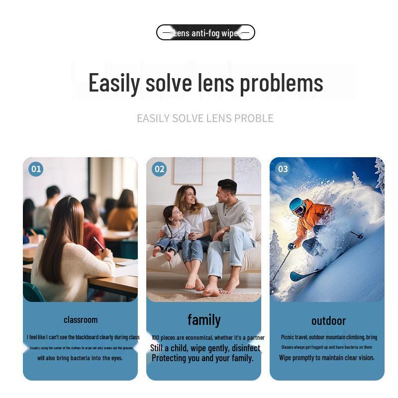 High-Definition Anti-Fog Antibacterial Wipes for Eyeglasses - Special Lens Cleaning Cloths