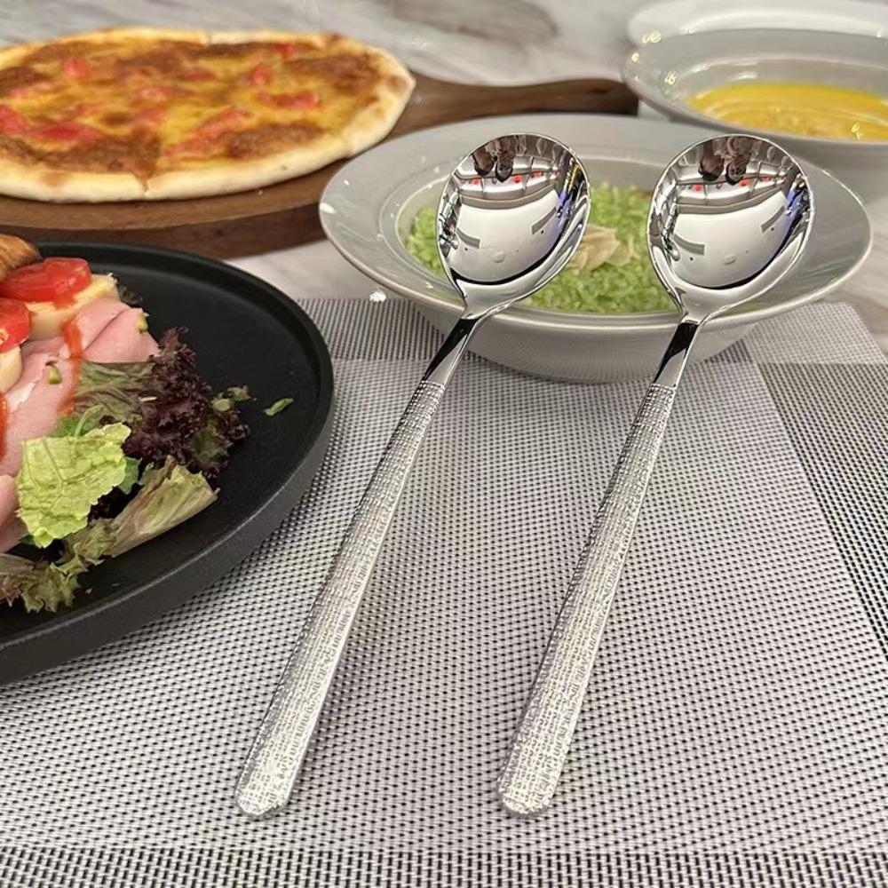 Long Handle Stainless Steel Soup Spoon Korean Dessert Spoon Dinner Spoon  Dining Table
