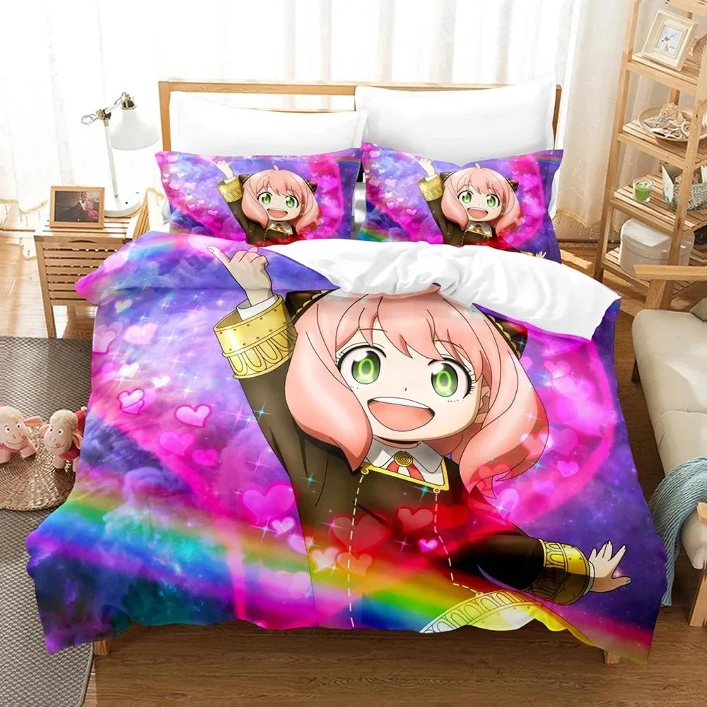 SPY×FAMILY Bedding Set Anime Anya Forger Quilt Cover Single Double Size With Pillowcase Boys Girls Bedspread