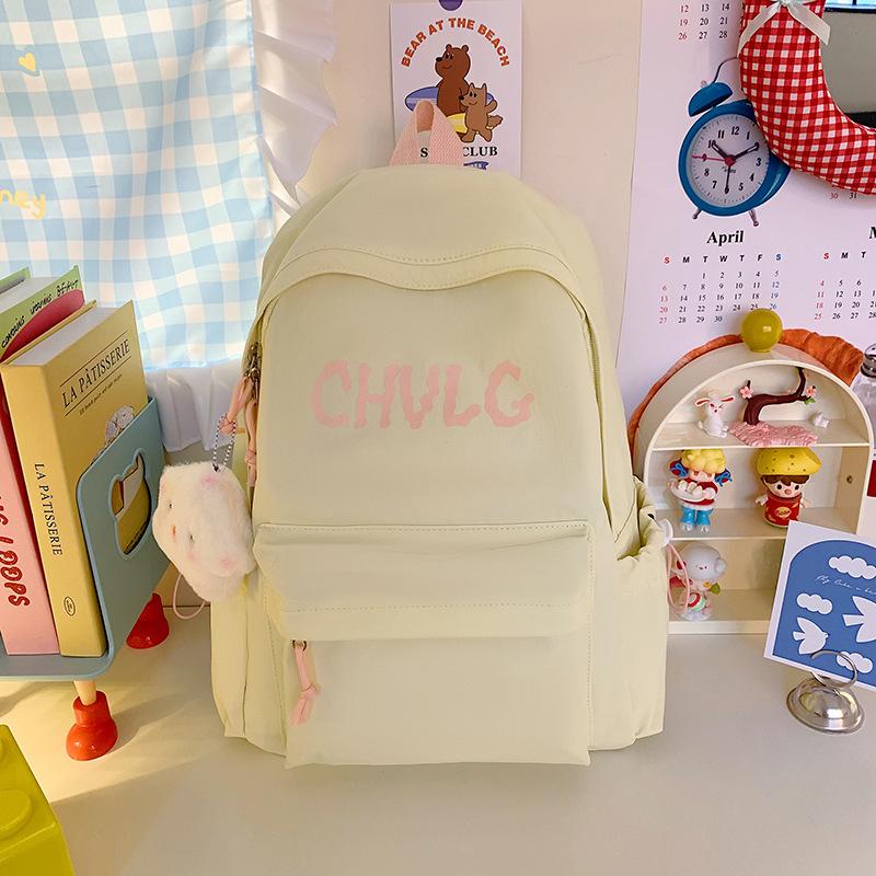 Schoolbag Schoolbag Junior High School Girls Ins Niche Letters Simple and Versatile Japanese Dopamine High School Students Large Capacity Backpack