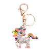 Unicorn Pendant Keychain with Diamond Inlay and Enamel Design