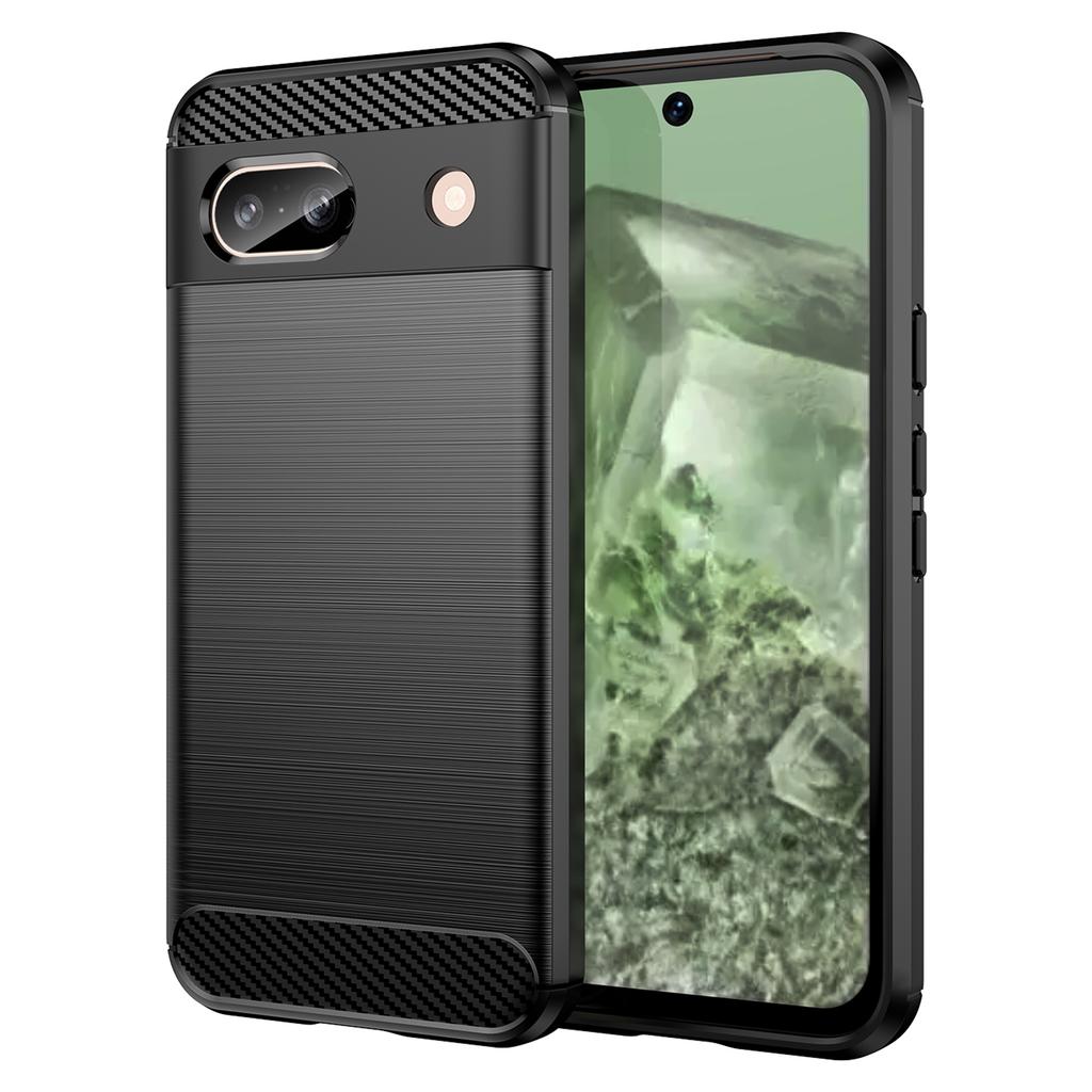 For Google Pixel 8a Case Slim-Fit TPU Cell Phone Cover Carbon Fiber Texture Shell